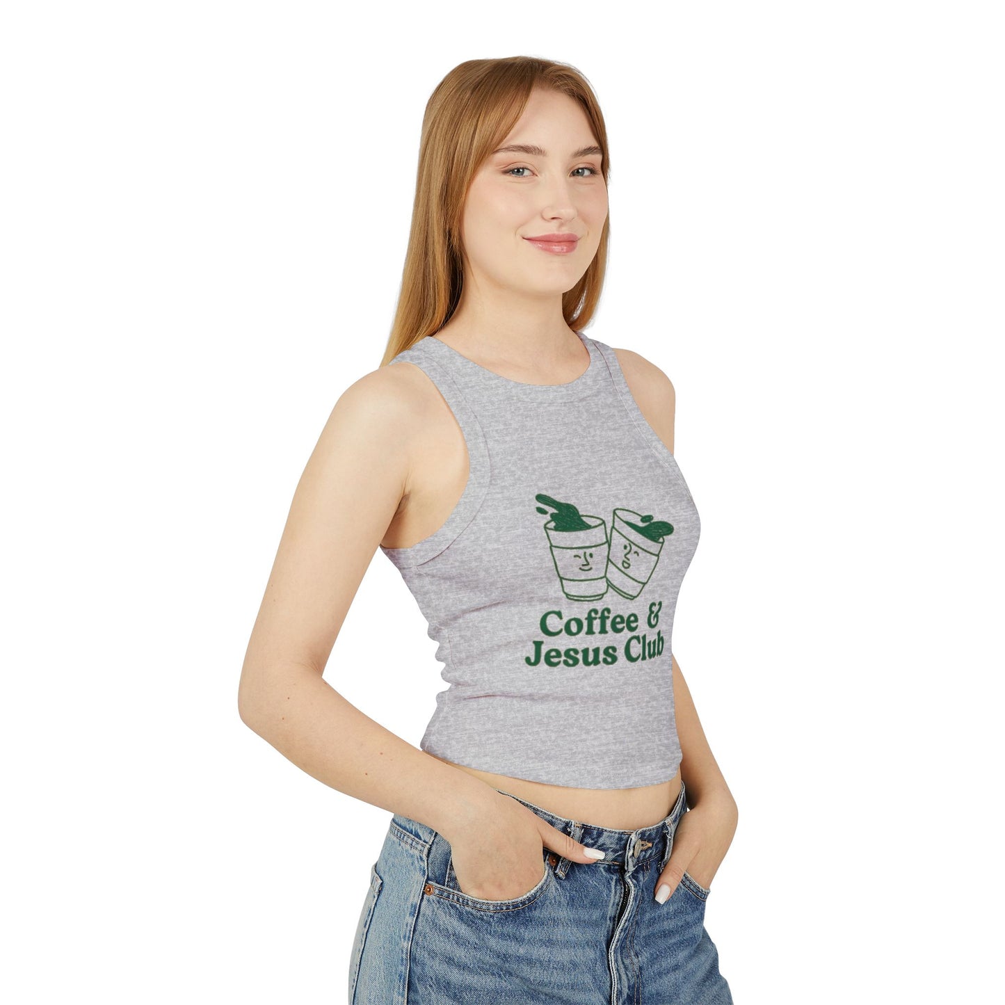 Coffee & Jesus Club Women's Micro Rib Racer Tank Top