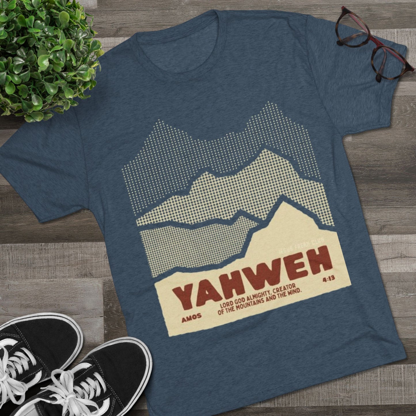 Faith-Inspired Unisex Tri-Blend Crew Tee - Yahweh Mountain Graphic