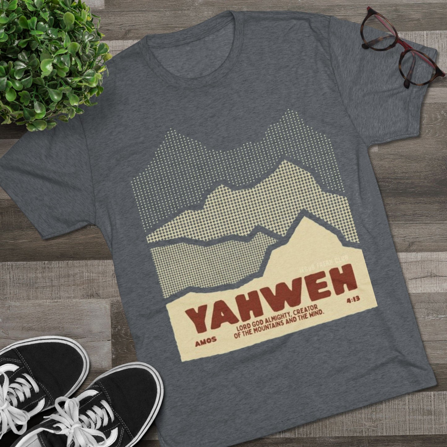 Faith-Inspired Unisex Tri-Blend Crew Tee - Yahweh Mountain Graphic