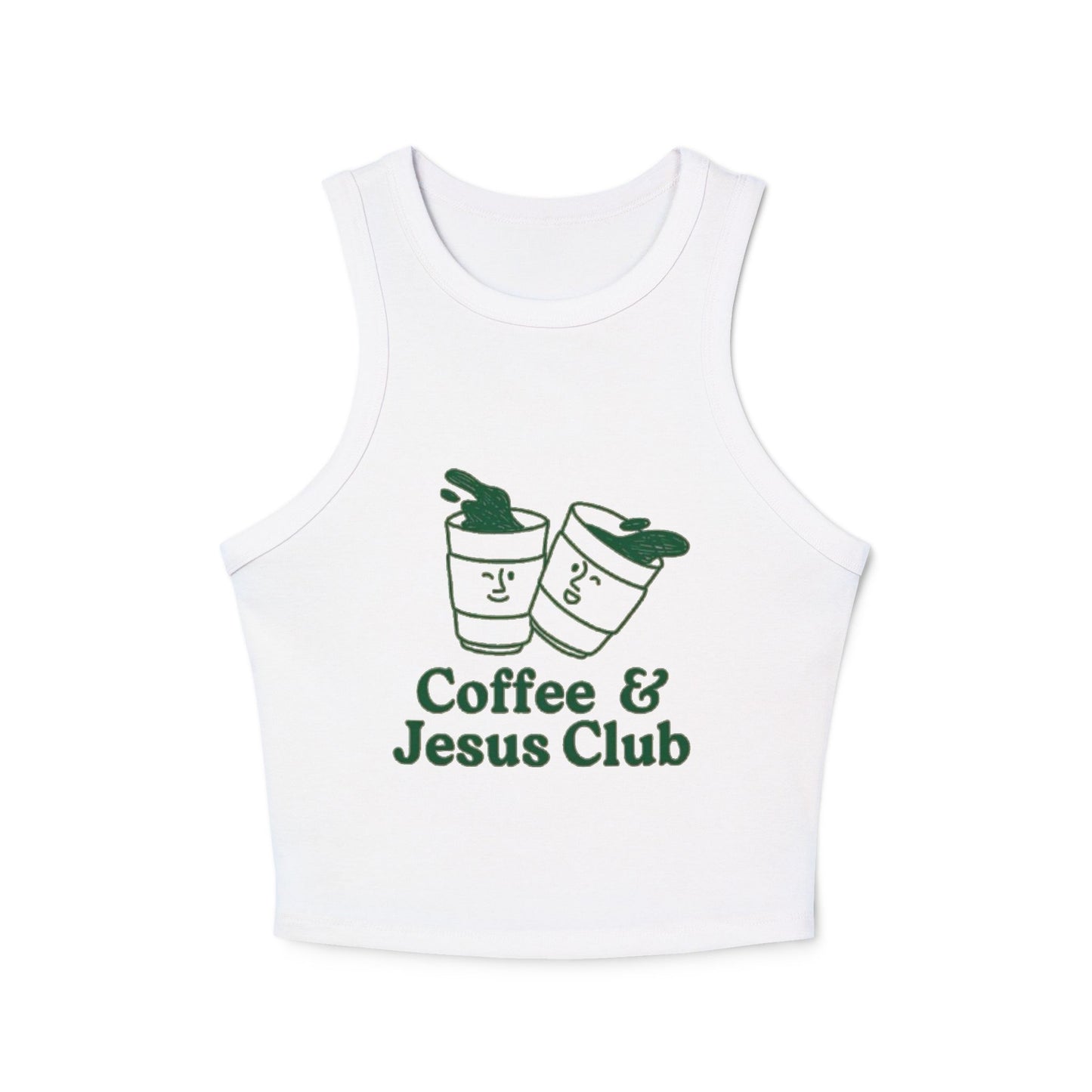 Coffee & Jesus Club Women's Micro Rib Racer Tank Top