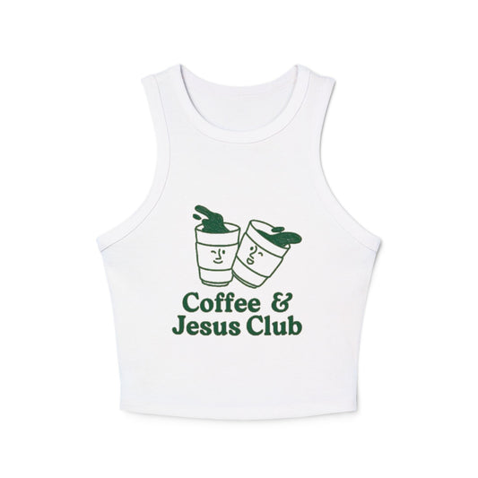 Coffee & Jesus Club Women's Micro Rib Racer Tank Top