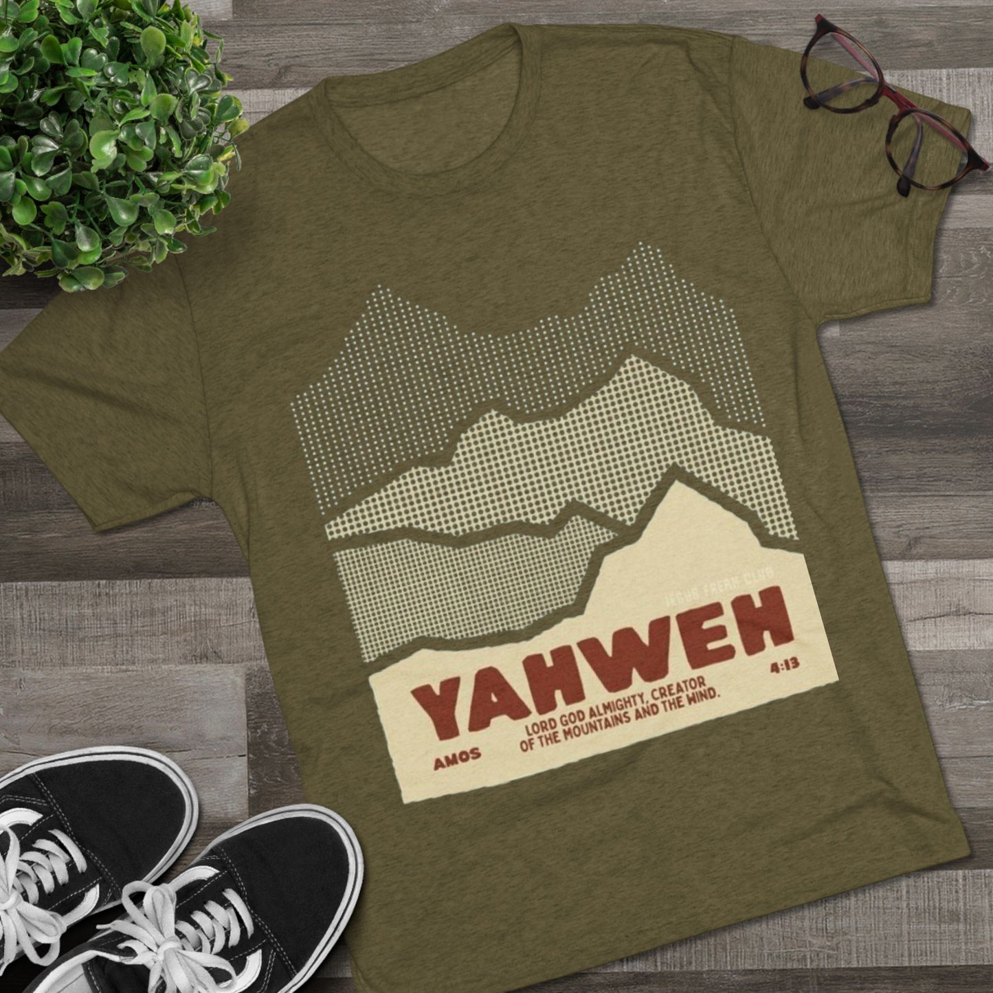 Faith-Inspired Unisex Tri-Blend Crew Tee - Yahweh Mountain Graphic