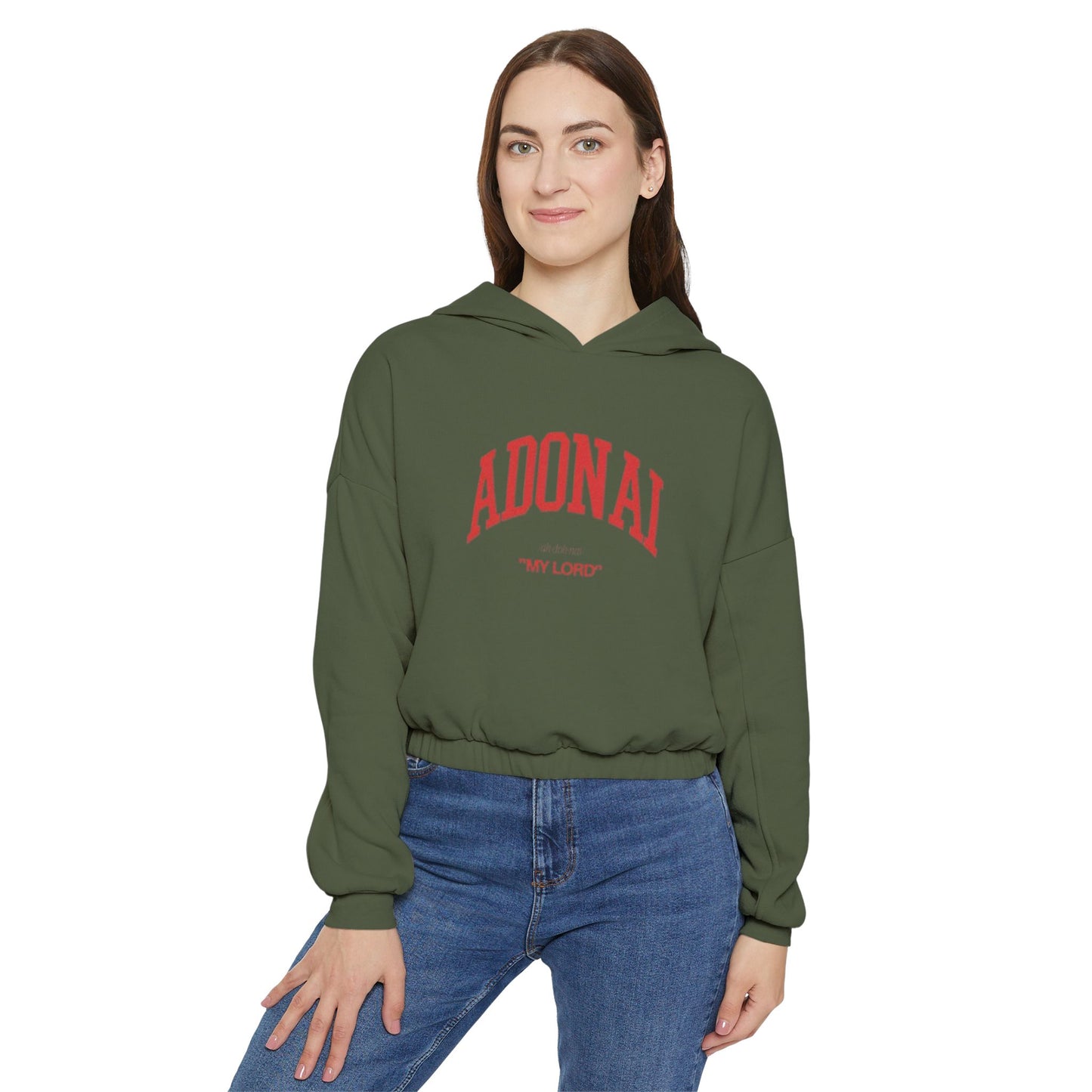 Adonai Women's Cinched Bottom Hoodie - Casual Comfort with a Meaningful Message
