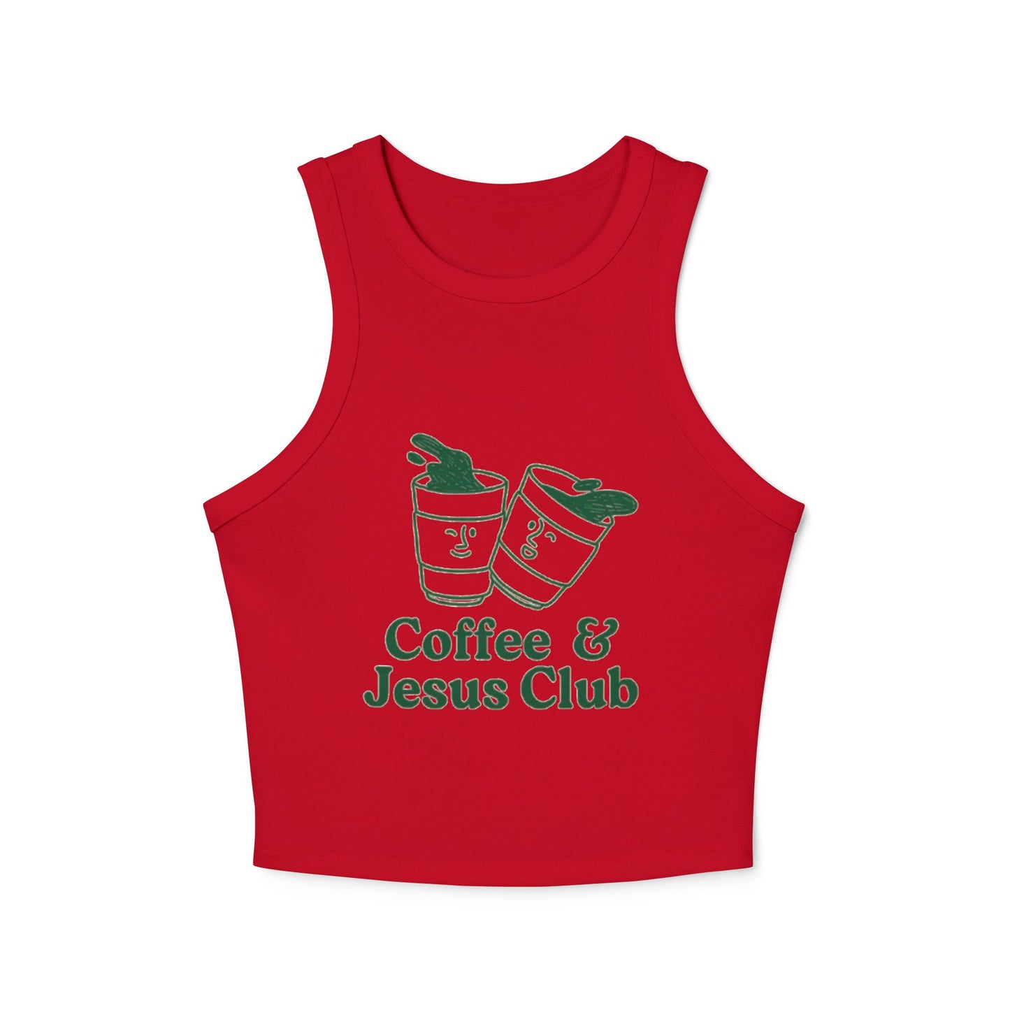 Coffee & Jesus Club Women's Micro Rib Racer Tank Top