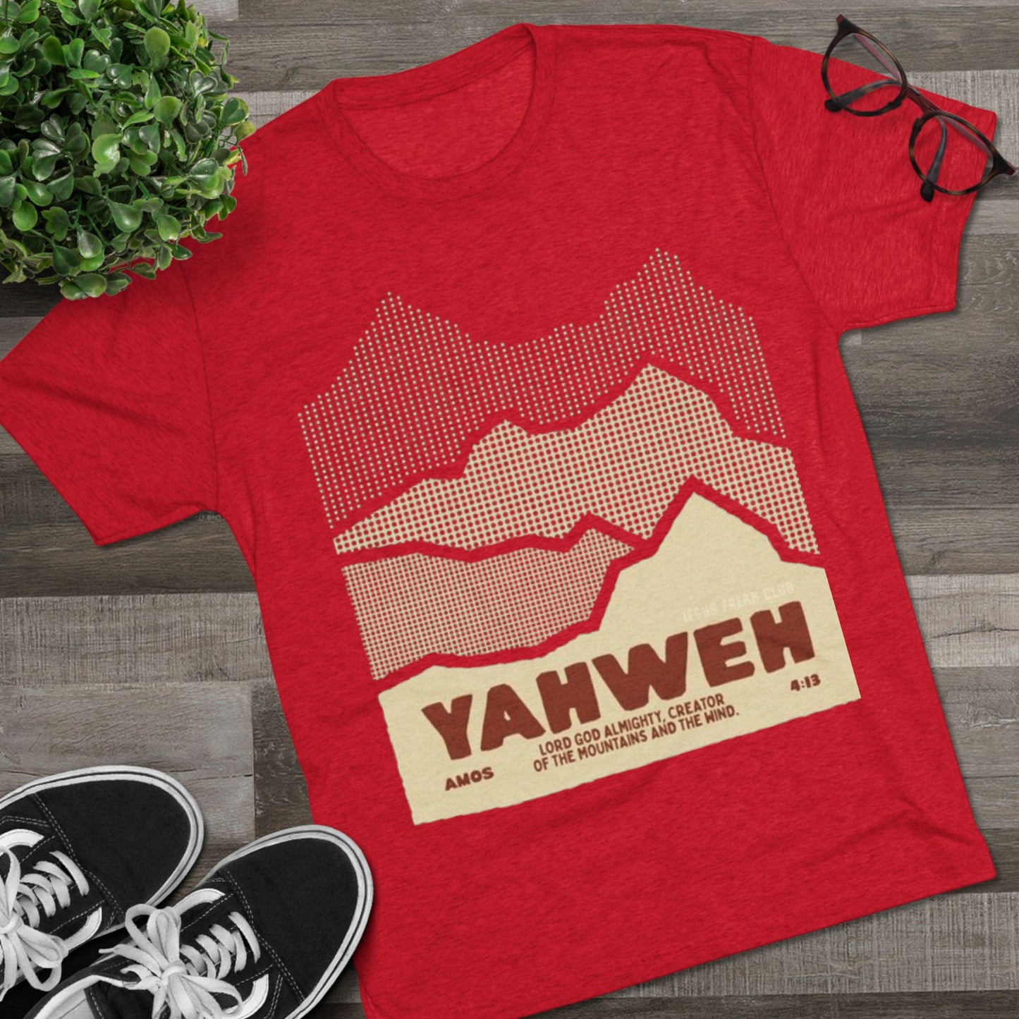 Faith-Inspired Unisex Tri-Blend Crew Tee - Yahweh Mountain Graphic
