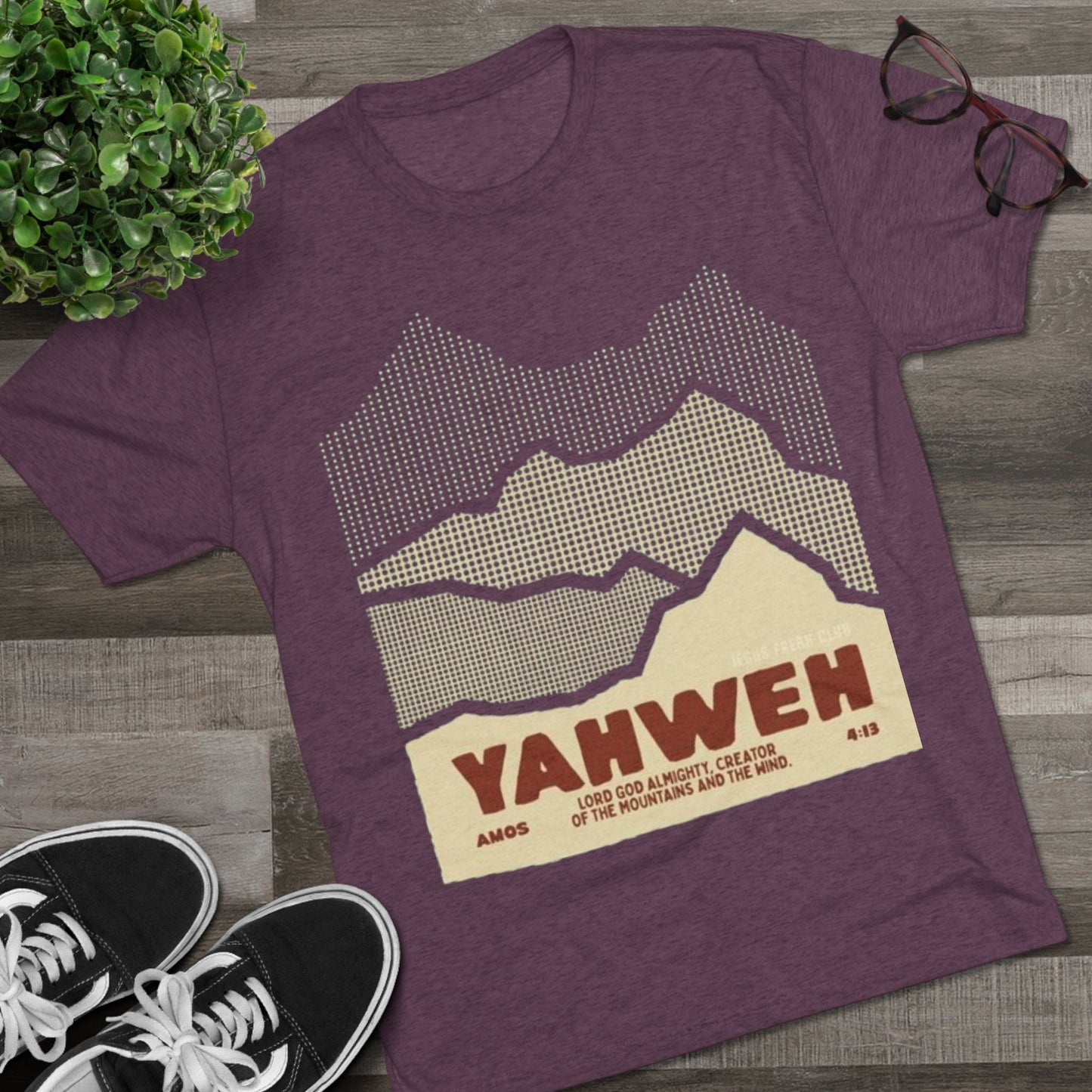 Faith-Inspired Unisex Tri-Blend Crew Tee - Yahweh Mountain Graphic