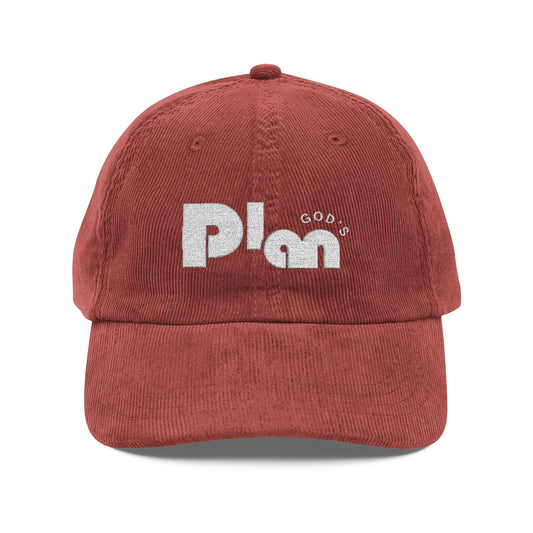 Vintage Embroidered Corduroy Cap - God's Plan Hat, Casual Headwear, Everyday Cap, Gift for Friends, Faith-Based Accessories