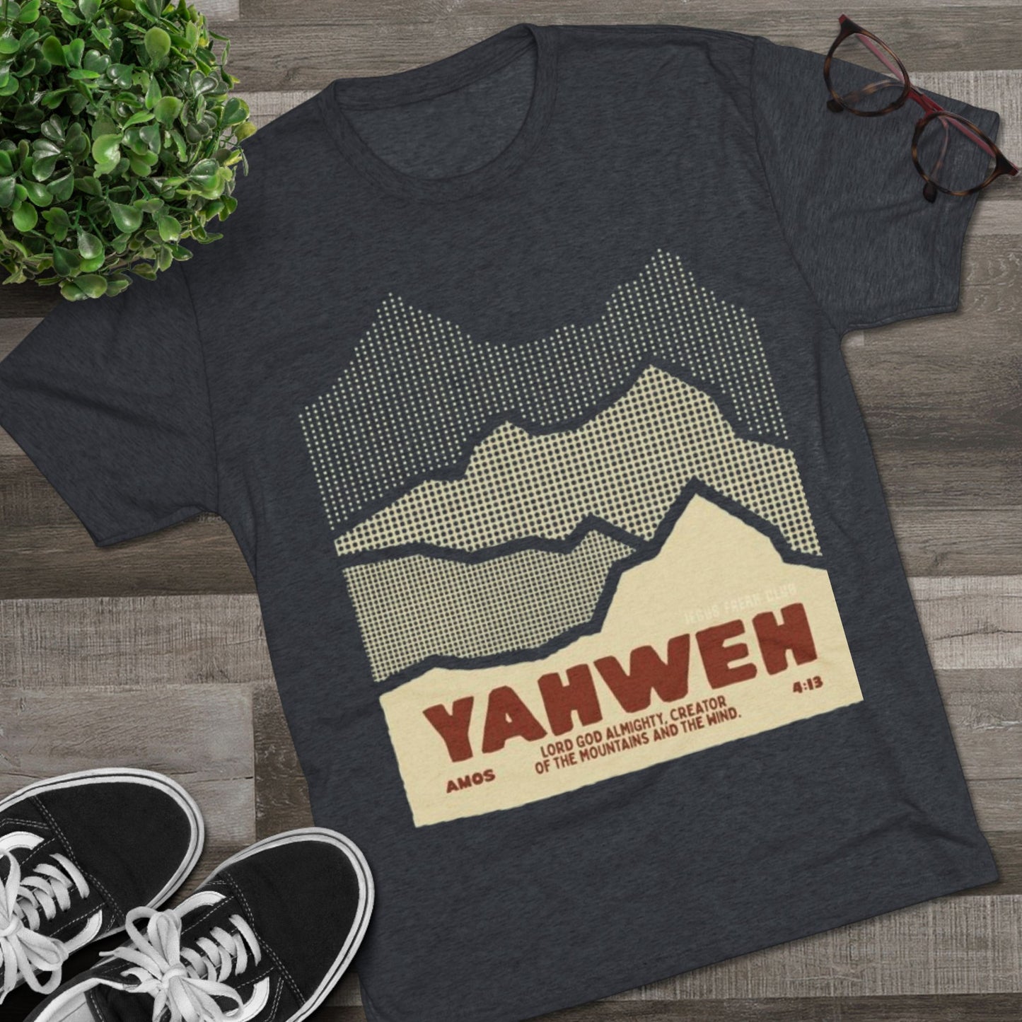 Faith-Inspired Unisex Tri-Blend Crew Tee - Yahweh Mountain Graphic