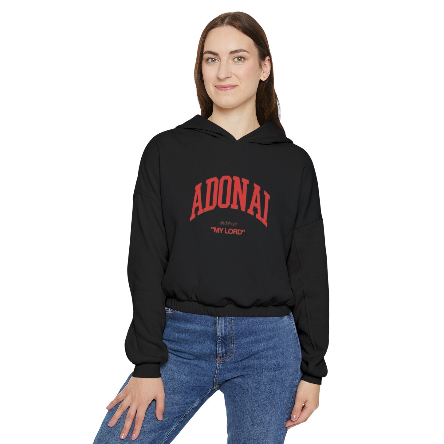 Adonai Women's Cinched Bottom Hoodie - Casual Comfort with a Meaningful Message