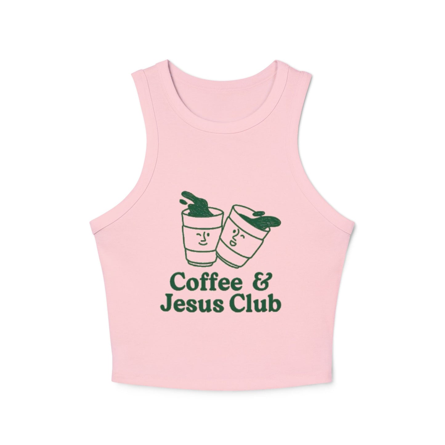 Coffee & Jesus Club Women's Micro Rib Racer Tank Top