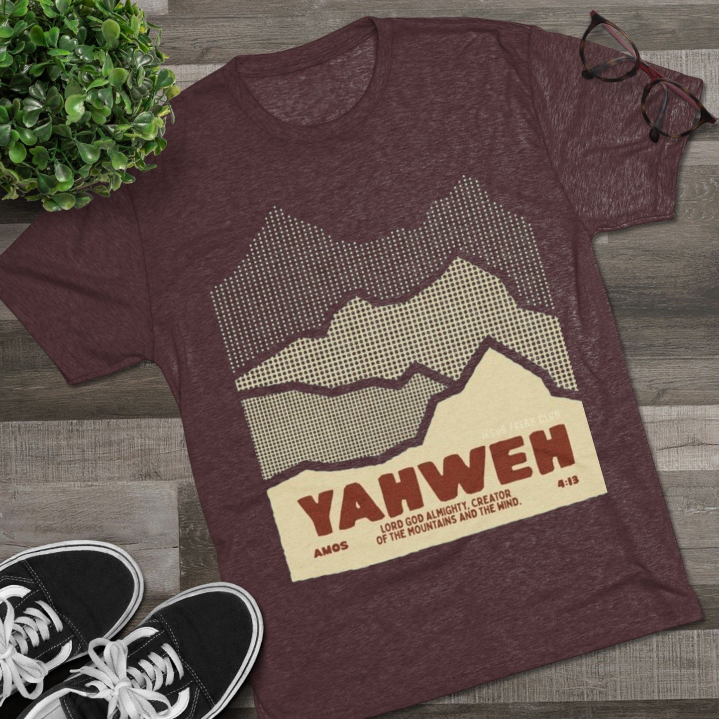 Faith-Inspired Unisex Tri-Blend Crew Tee - Yahweh Mountain Graphic