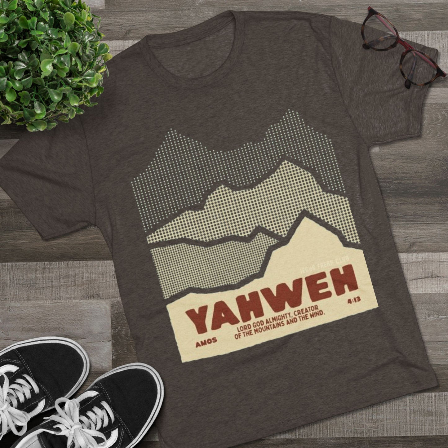 Faith-Inspired Unisex Tri-Blend Crew Tee - Yahweh Mountain Graphic