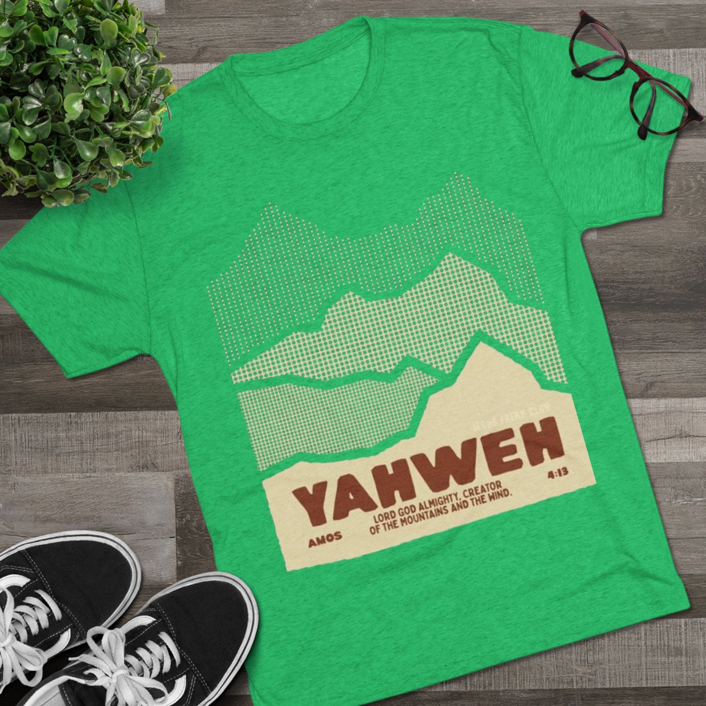 Faith-Inspired Unisex Tri-Blend Crew Tee - Yahweh Mountain Graphic