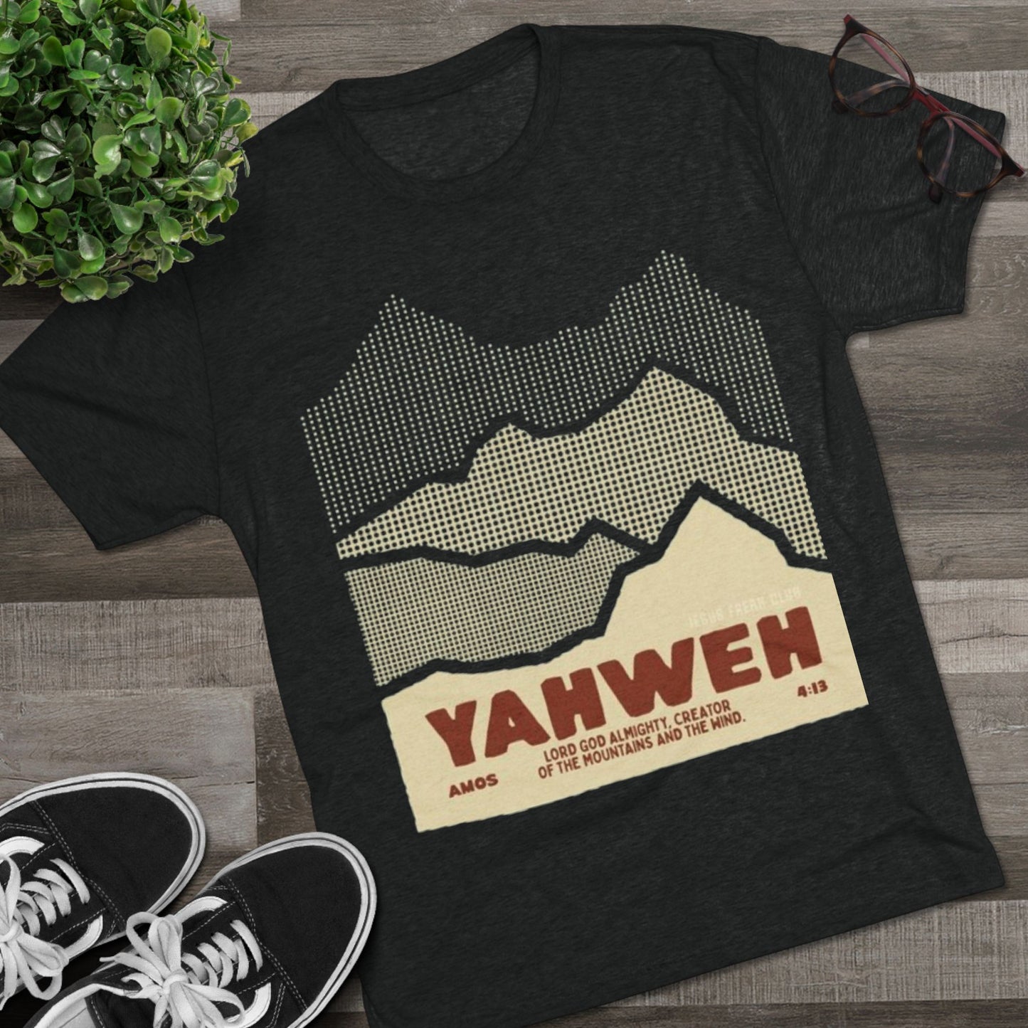 Faith-Inspired Unisex Tri-Blend Crew Tee - Yahweh Mountain Graphic